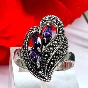 ❤️Amethyst sterling s925 heart ring
